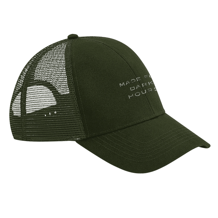 Nachtgrund Trucker Cap – Schwarze Streetwear Cap aus Bio - Baumwolle - Nachtgrund