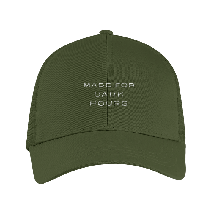 Nachtgrund Trucker Cap – Schwarze Streetwear Cap aus Bio - Baumwolle - Nachtgrund