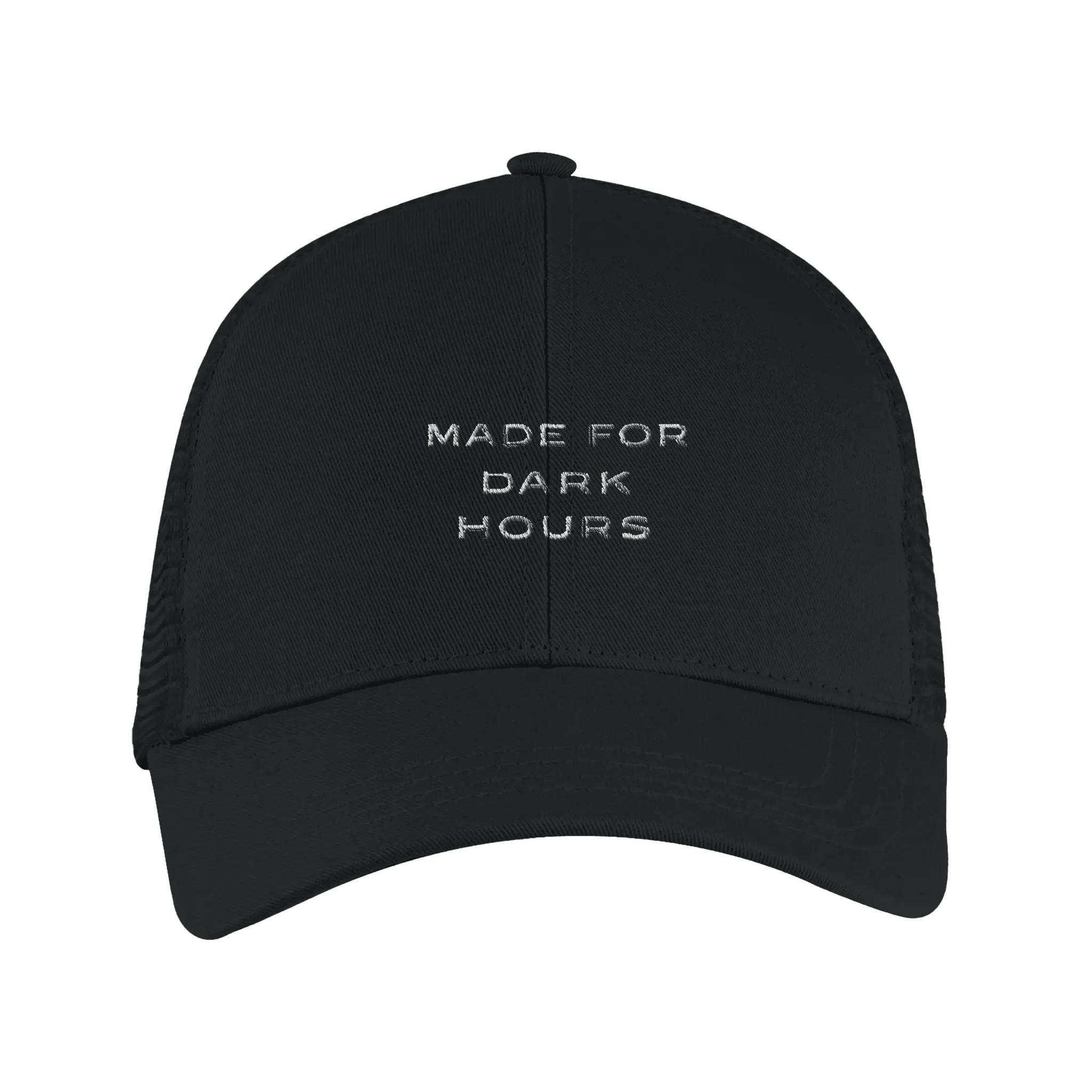 Nachtgrund Trucker Cap – Schwarze Streetwear Cap aus Bio - Baumwolle - Nachtgrund