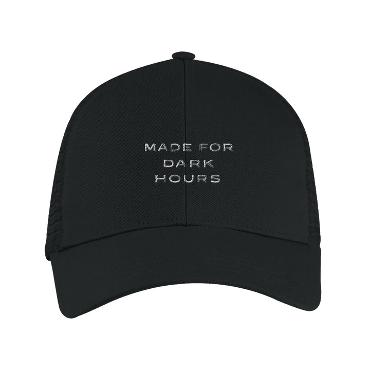 Nachtgrund Trucker Cap – Schwarze Streetwear Cap aus Bio - Baumwolle - Nachtgrund